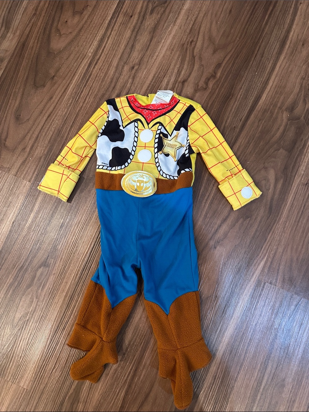 Disney Baby Woody Sheriff Kids Costume - Yellow & Blue sherriff onesie costume - Picture 2 of 5